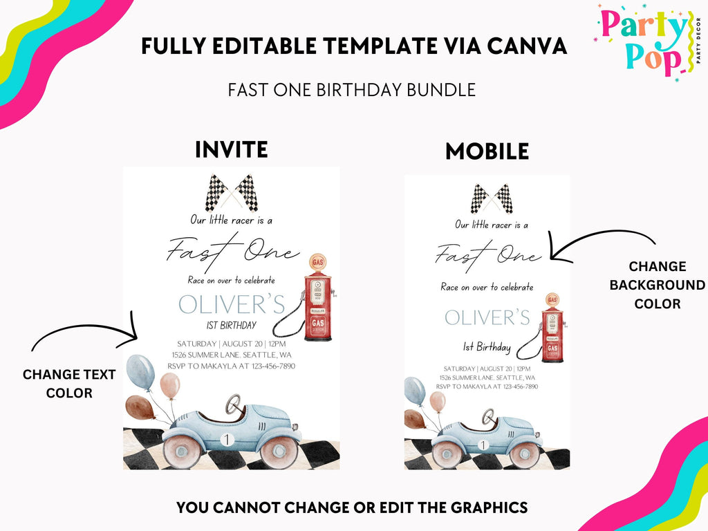 Fast One 1st Birthday Bundle - Digital Download