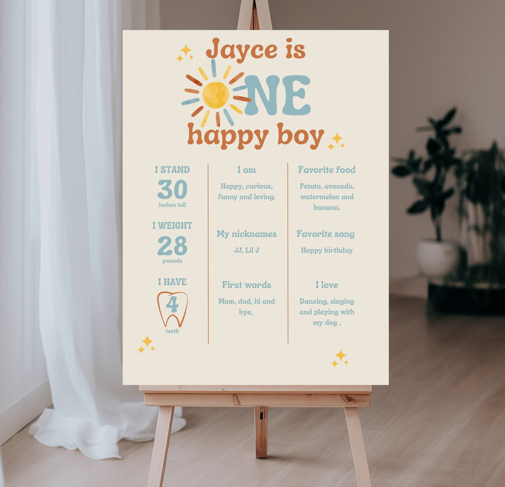 First Trip Around The Sun - One Happy Boy Milestone Board - Digital Download