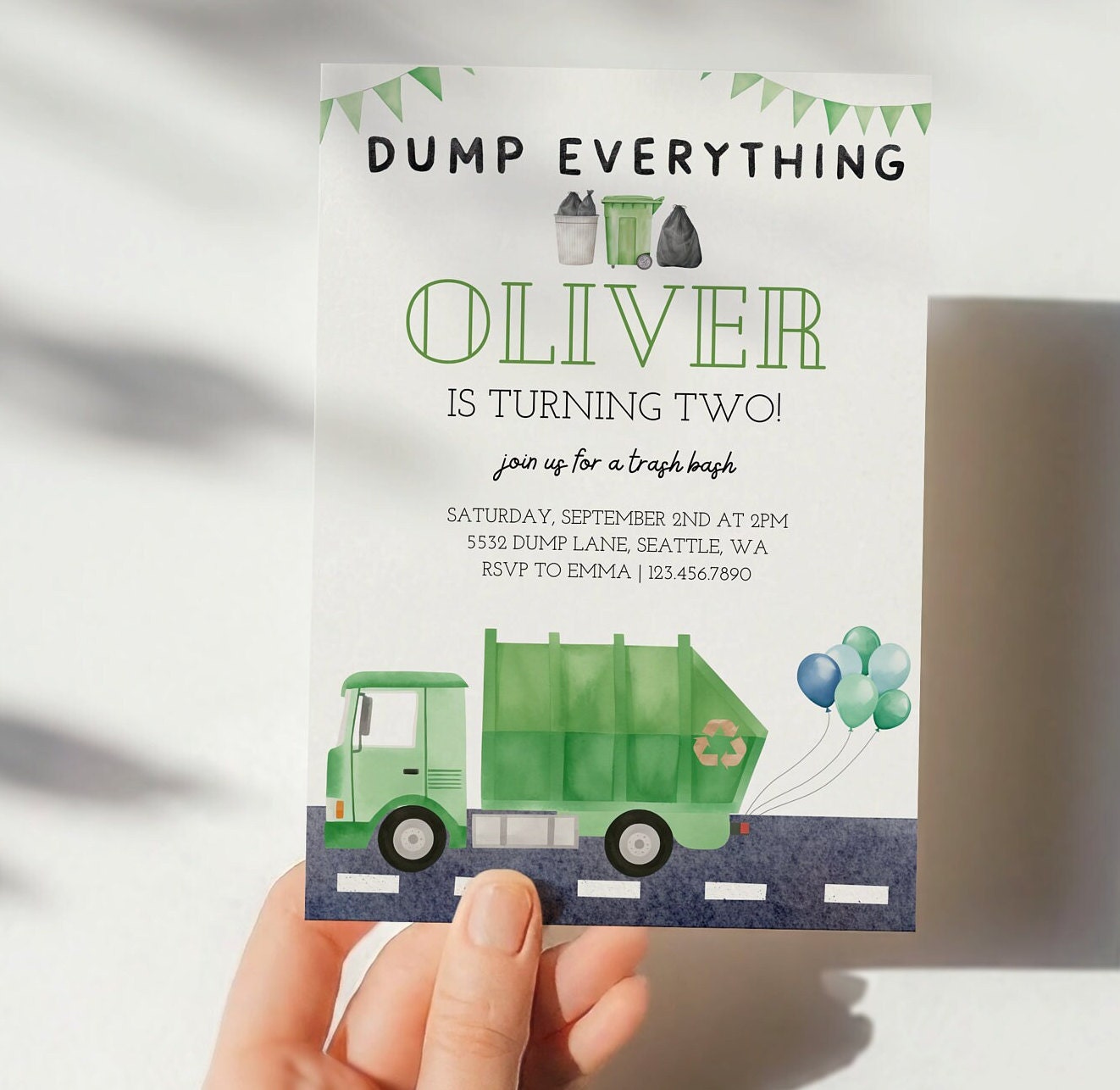 Garbage Truck Invitation - Digital Download