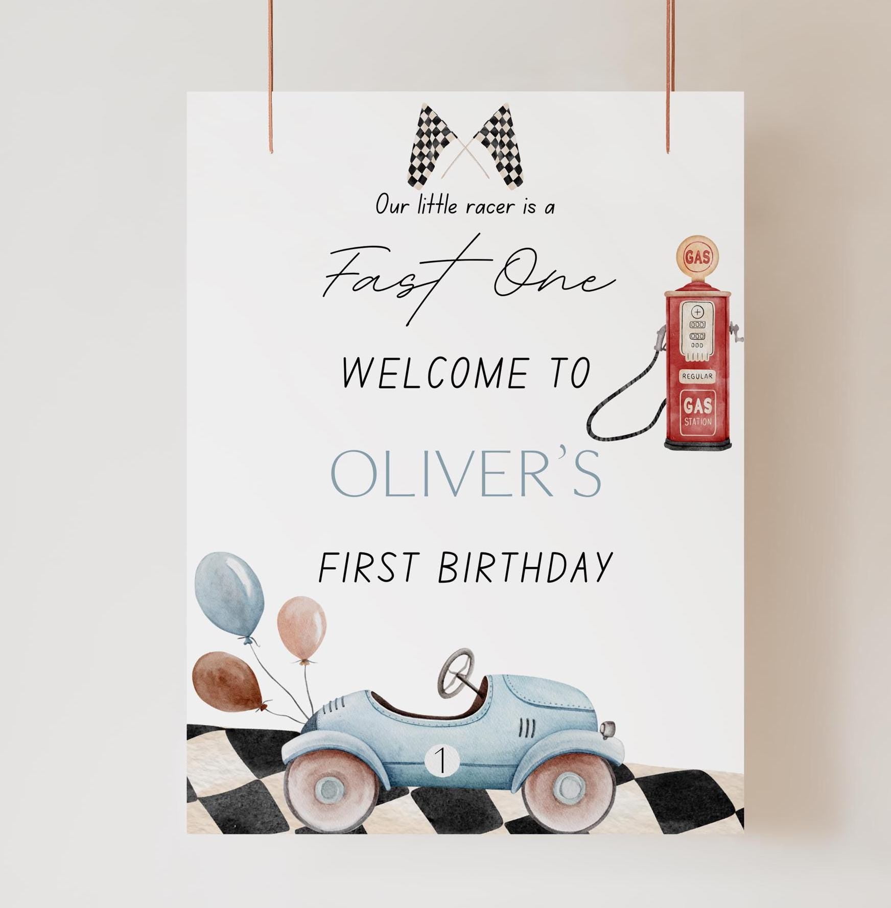 Fast One - Race Car Birthday - Digital Download