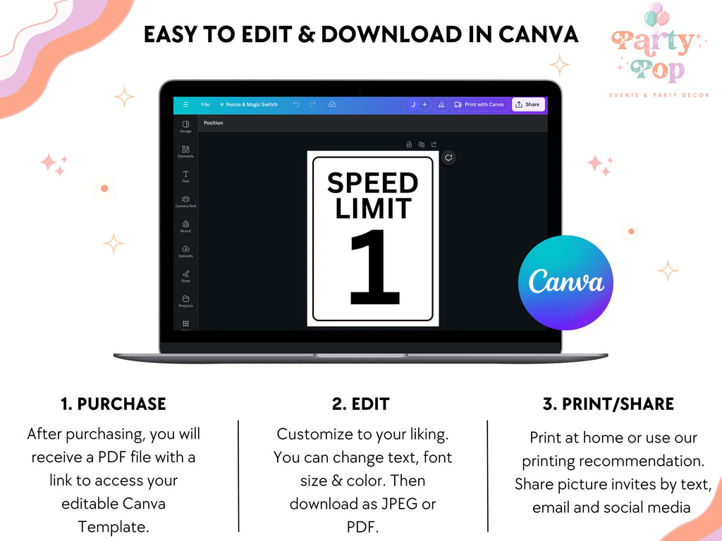 Speed Limit Sign - Race Car Theme - Digital Download