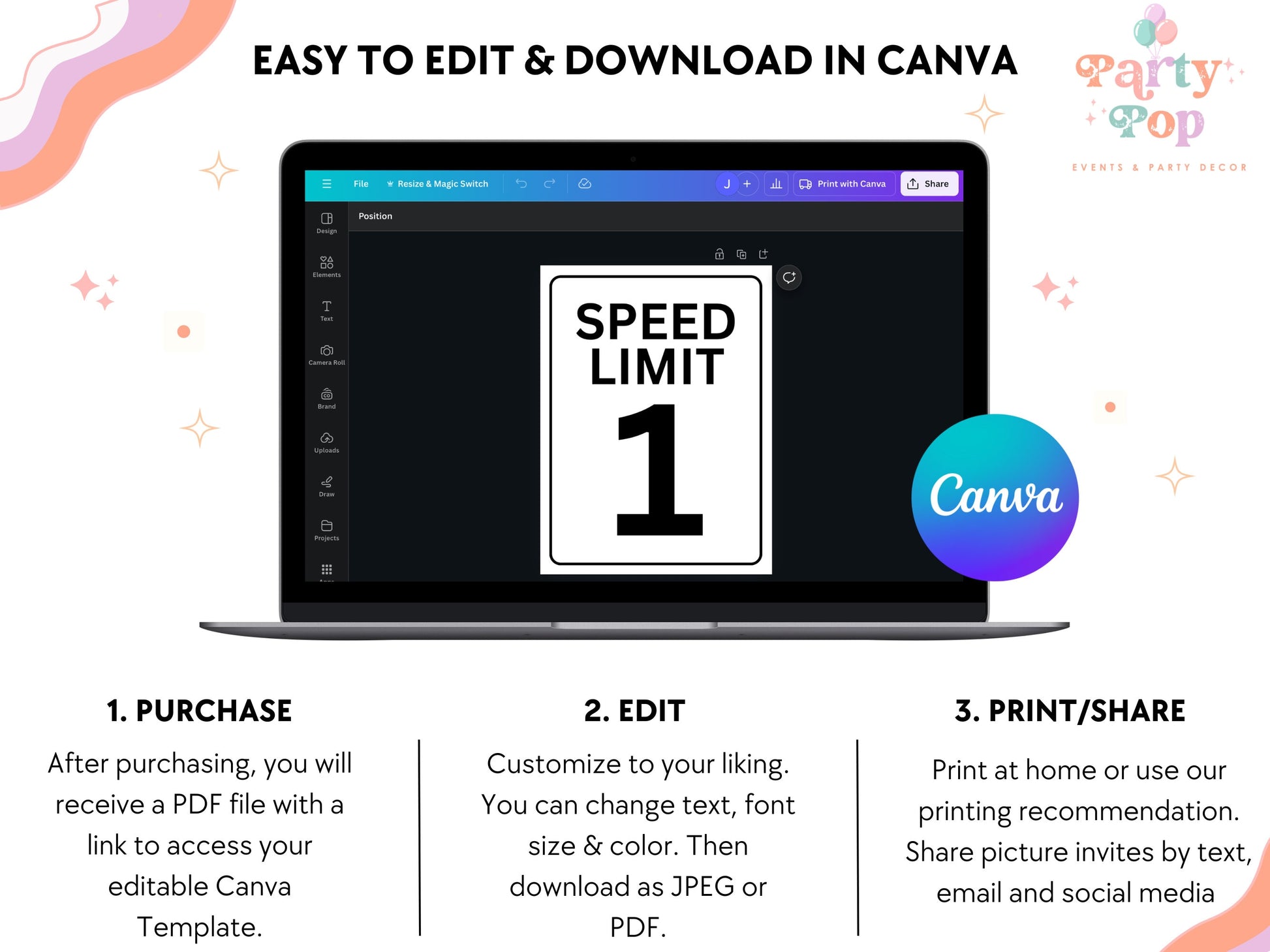 Speed Limit Sign - Race Car Theme - Digital Download