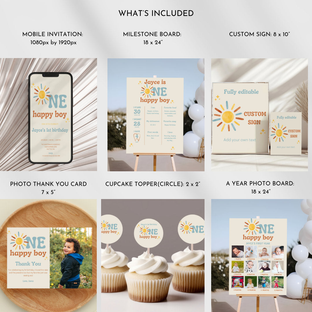 One Happy Boy Sunshine Birthday Bundle – Digital Download