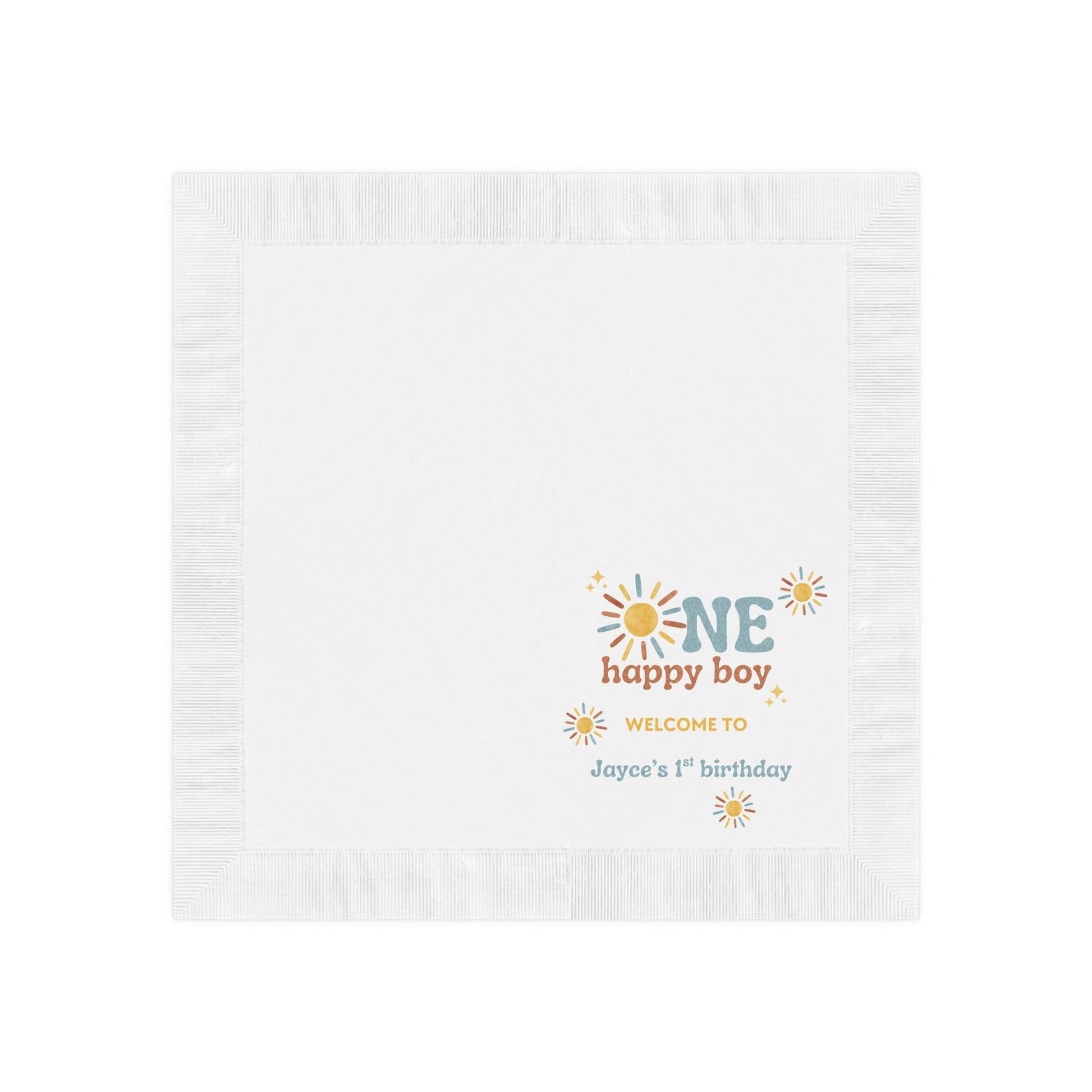 One Happy Boy Custom Napkins - Sunshine Boho Theme