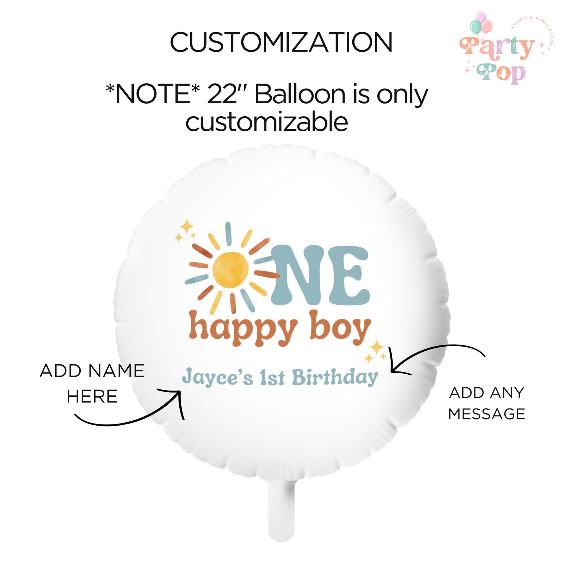 One Happy Boy 1st Birthday Balloon - 1st Trip Around The Sun