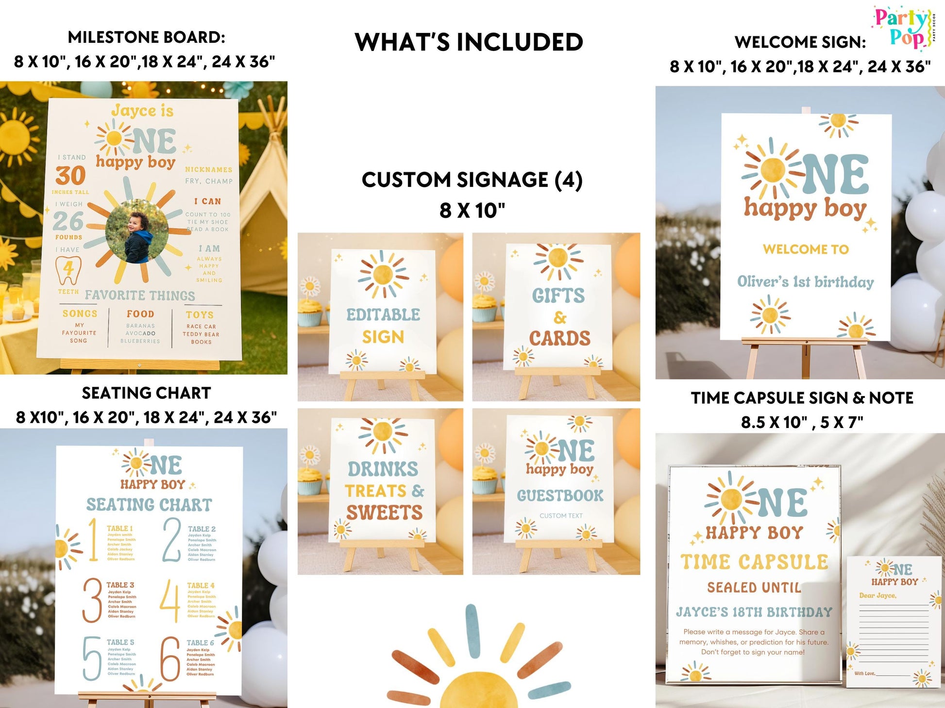 One Happy Boy Birthday Signage Bundle - 1st Trip Around The Sun - Digital Download