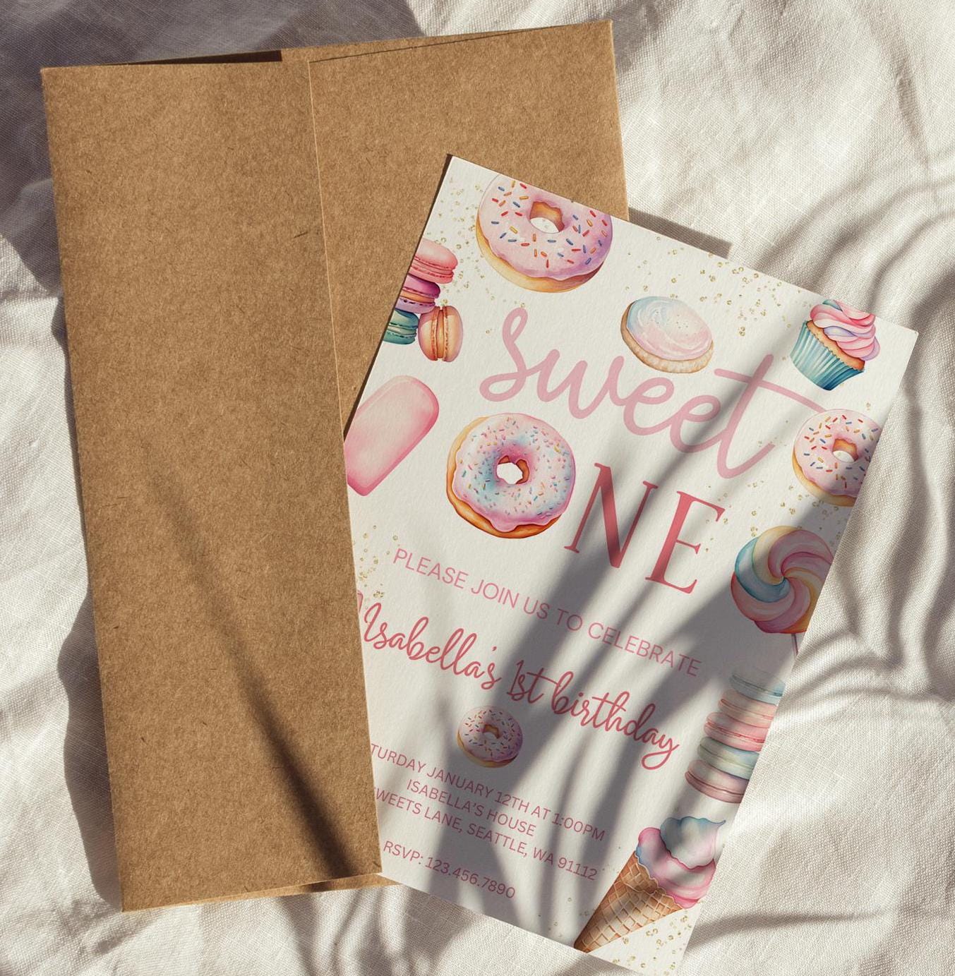 Sweet One 1st Birthday Invitation - Digital Download