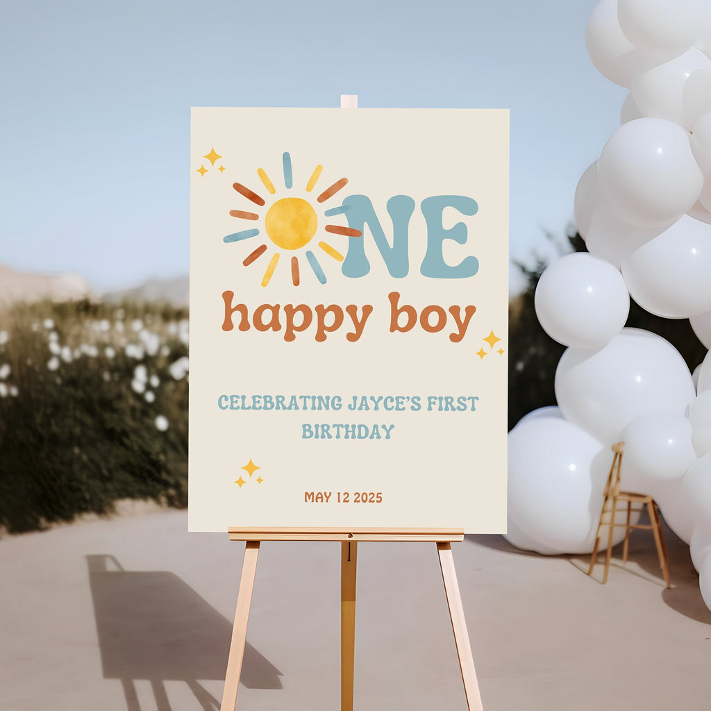 One Happy Boy First Birthday Decor - Sunshine Theme - Digital Download