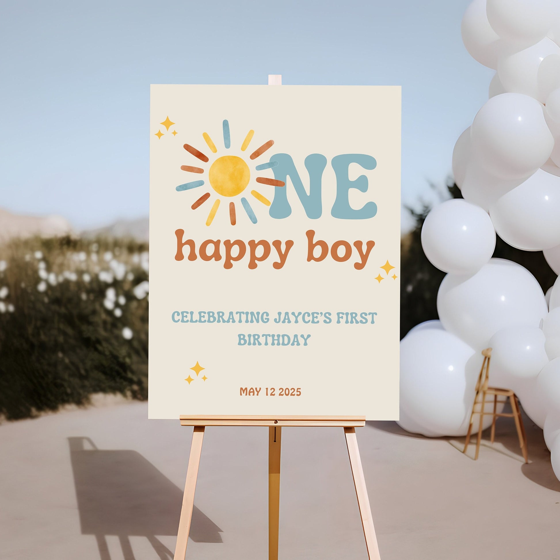 One Happy Boy First Birthday Decor - Sunshine Theme - Digital Download