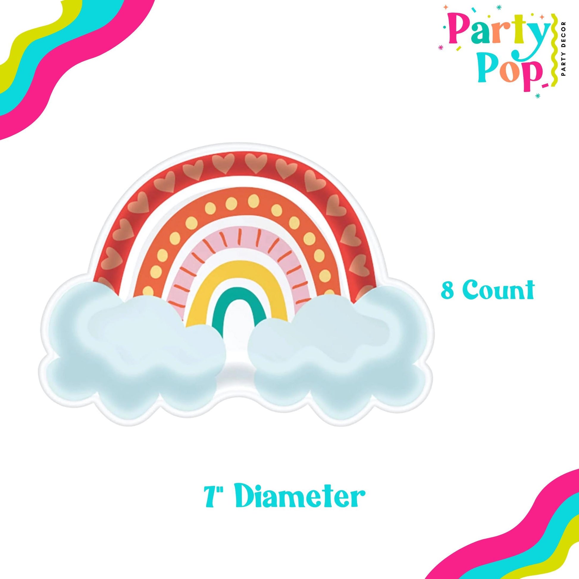 Retro Rainbow Paper Plates - Rainbow Party Supplies