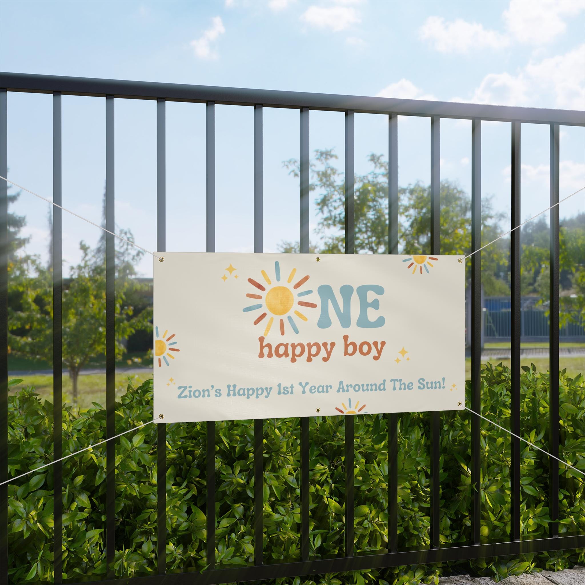 One Happy Boy Birthday Vinyl Banner (Printed + shipped)