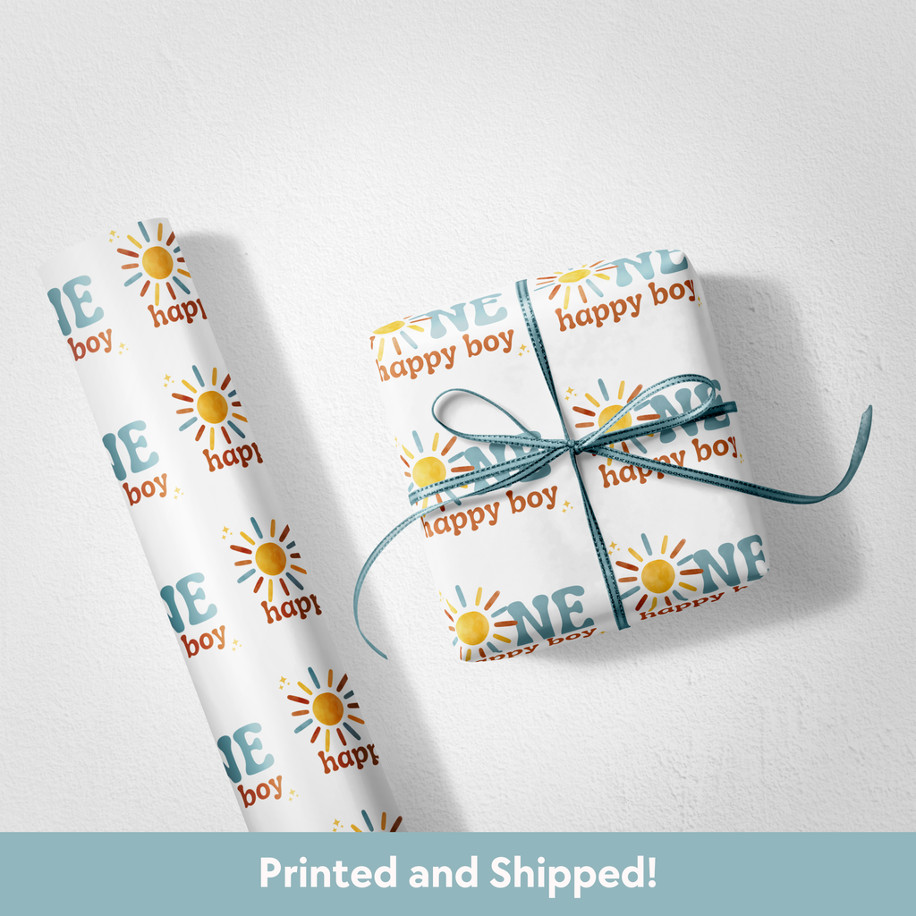 One Happy Boy Birthday Wrapping Paper (Printed + Shipped)