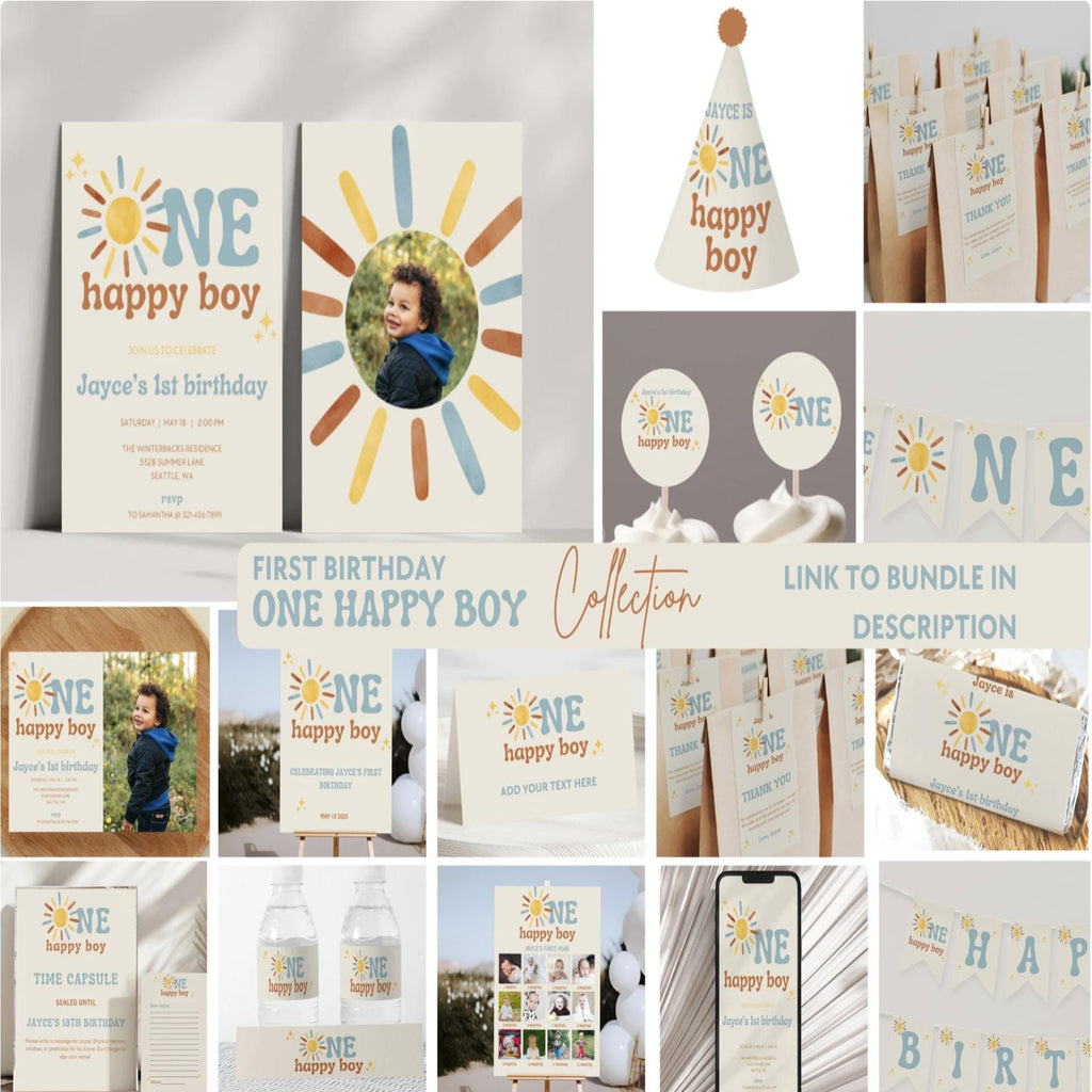 One Happy Boy Photo Banner - Boho Sunshine - Digital Download