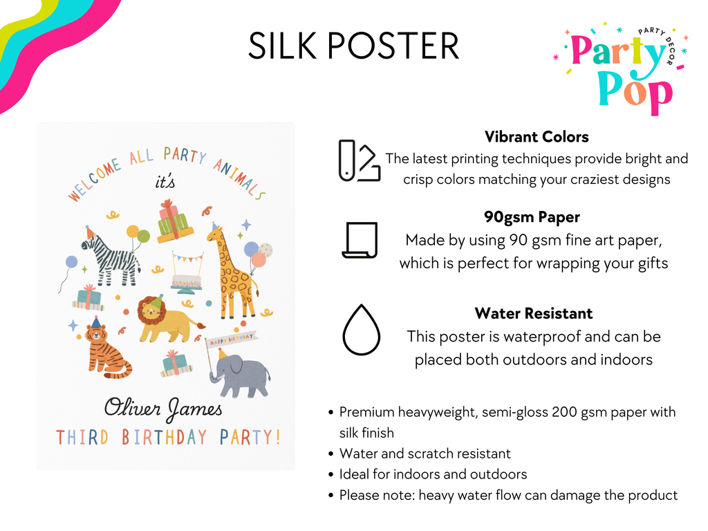 Party Animals Birthday Welcome Sign (Printed + Shipped)