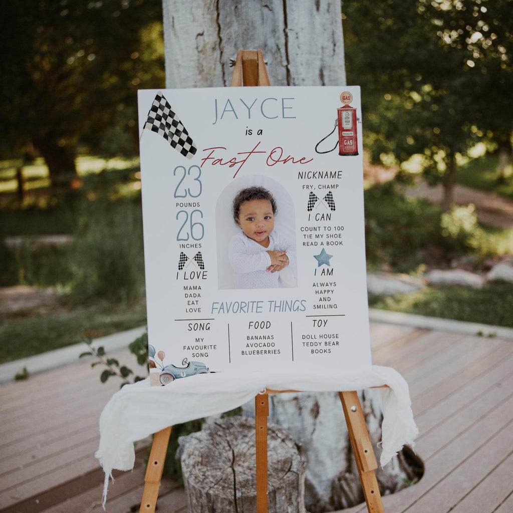 Fast One 1st Birthday Milestone Board - Digital Download
