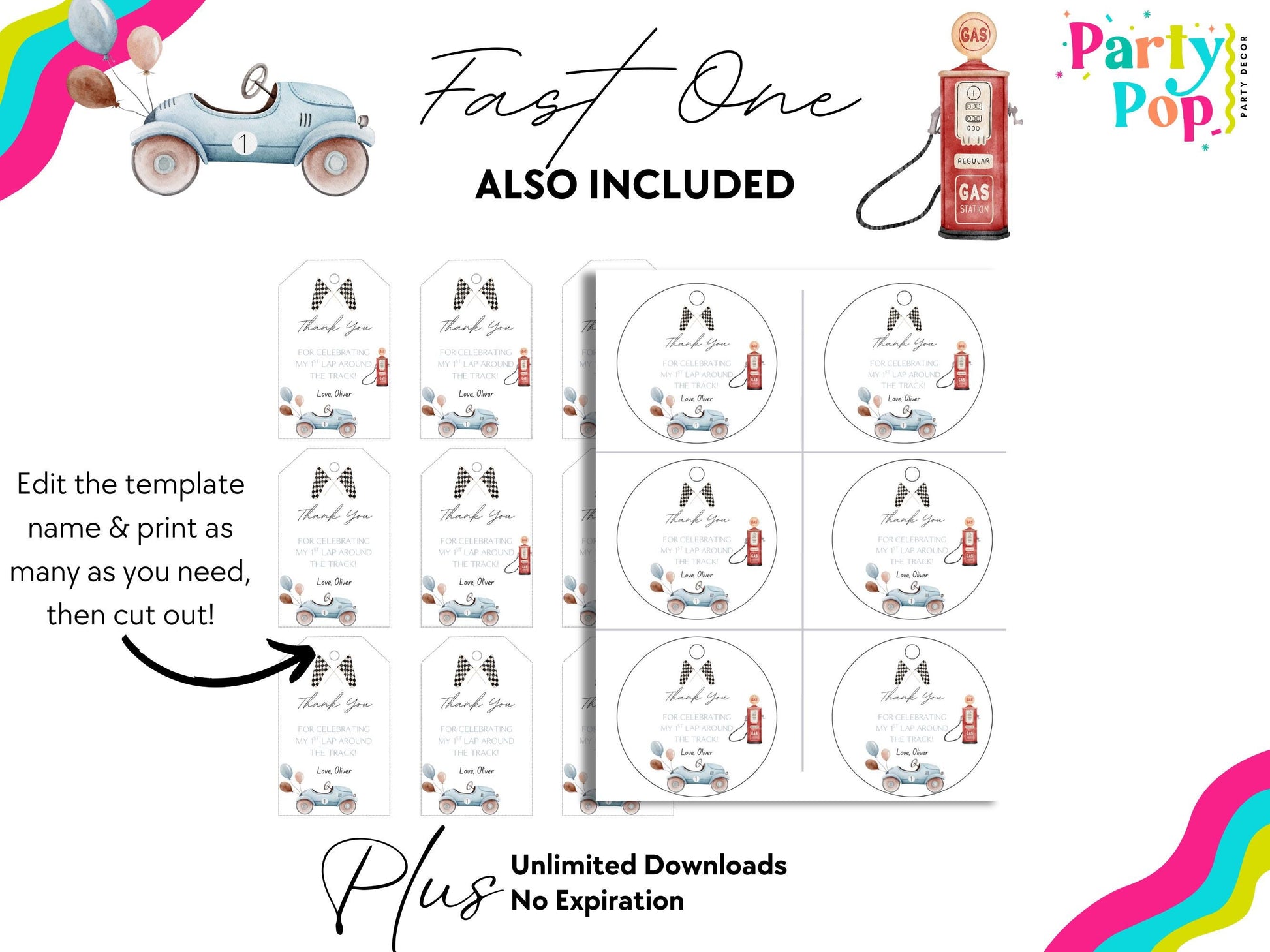 Fast One 1st Birthday Bundle - Digital Download
