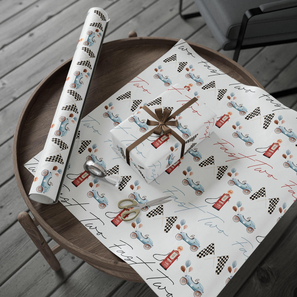 Two Fast Custom Birthday Wrapping Paper - Race Car Party Supplies