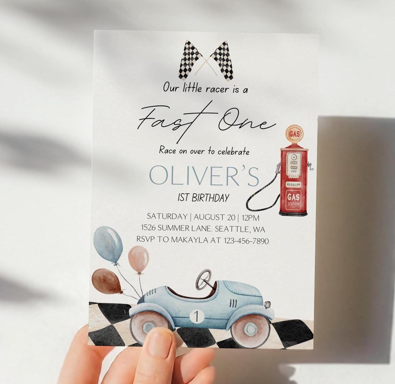 Fast One Birthday Invitation - Digital Download