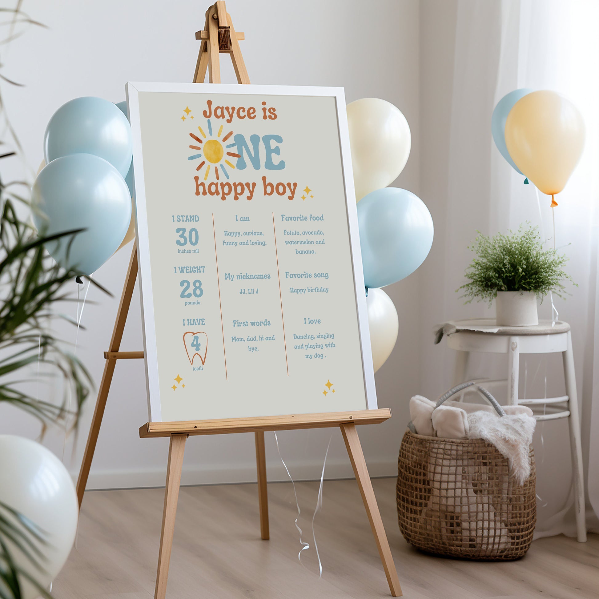 First Trip Around The Sun - One Happy Boy Milestone Board - Digital Download