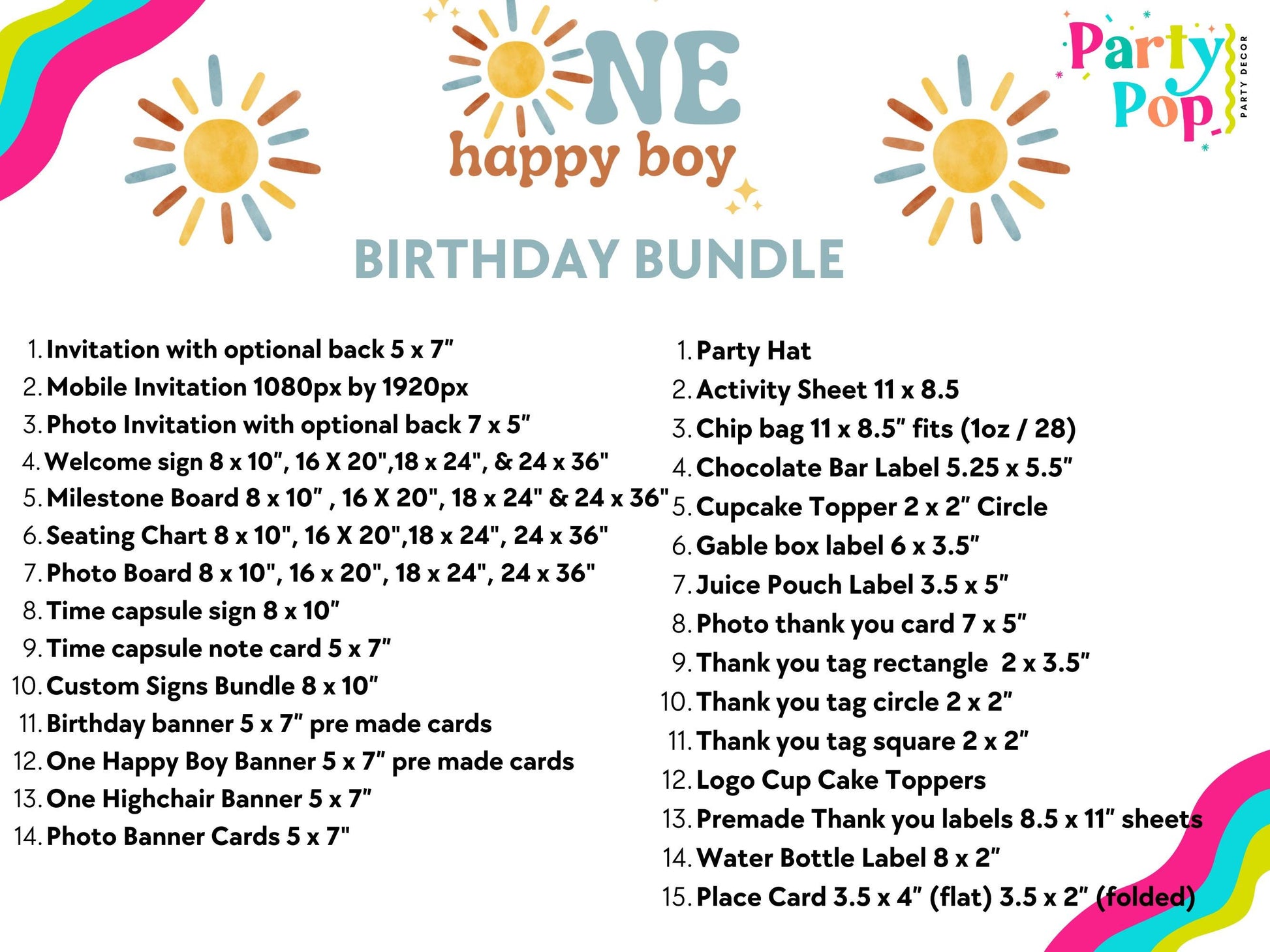One Happy Boy Birthday Bundle - First Trip Around The Sun - Digital Download
