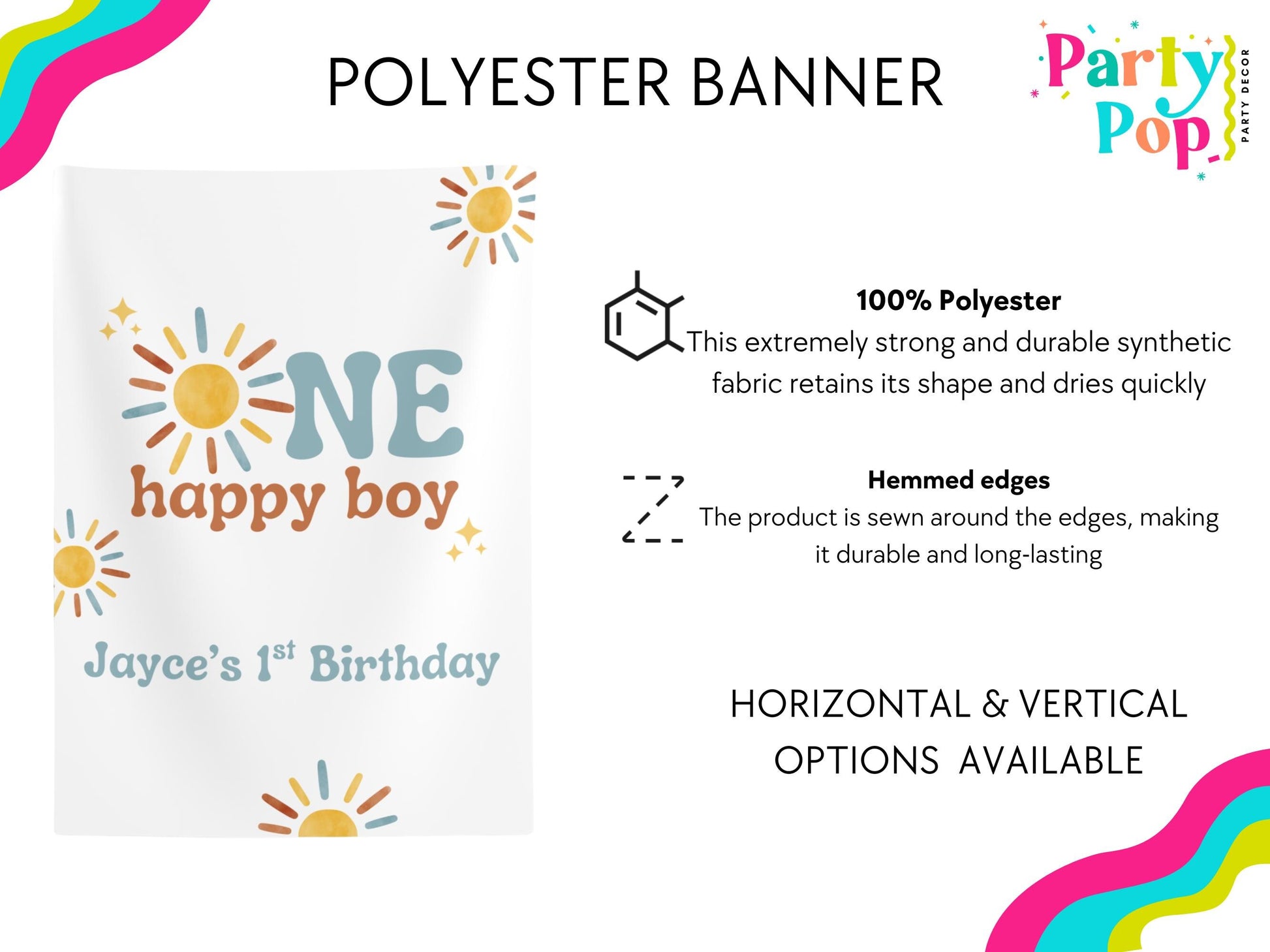 First Trip Around The Sun - Birthday Banner - Sunshine Theme