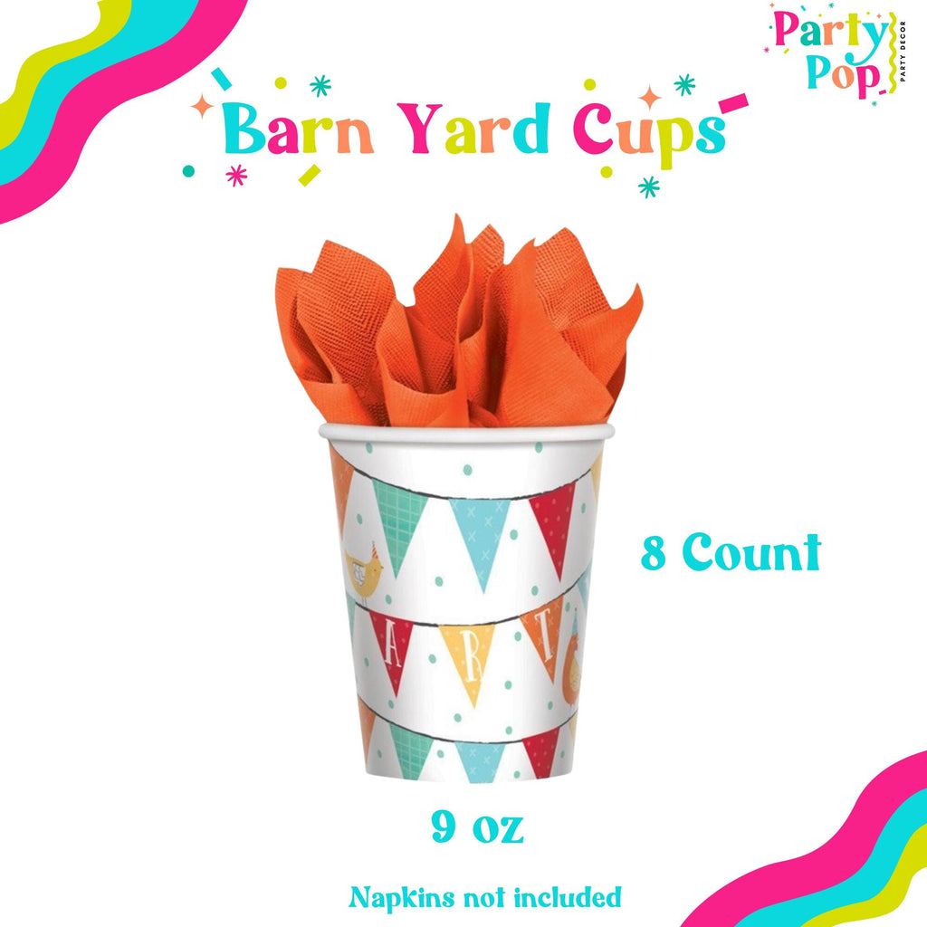 Farm Animal Party - Party Supplies - Paper Cups Pack Of 8