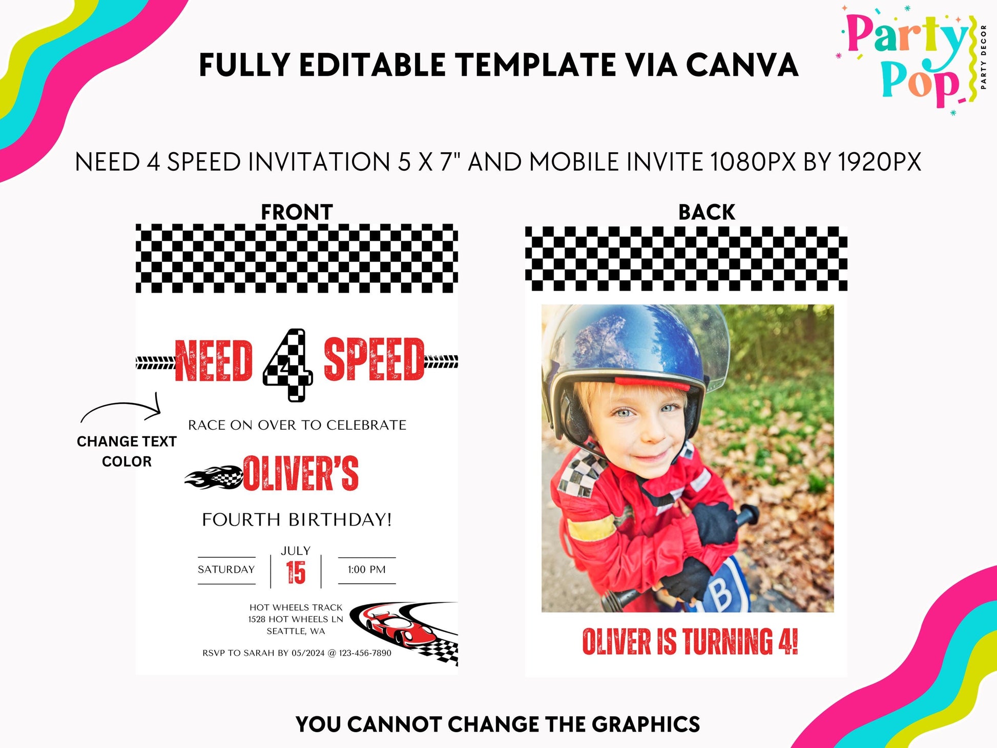 Need Four Speed Birthday Invitation - Digital Download