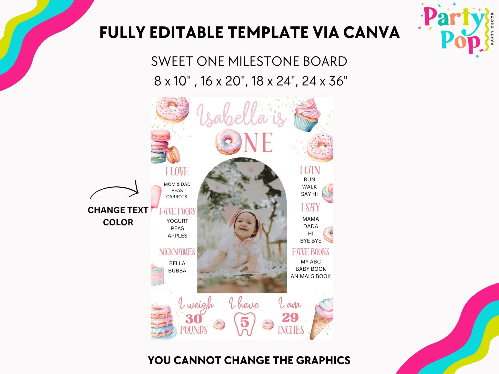 Sweet One Milestone Board - Digital Download