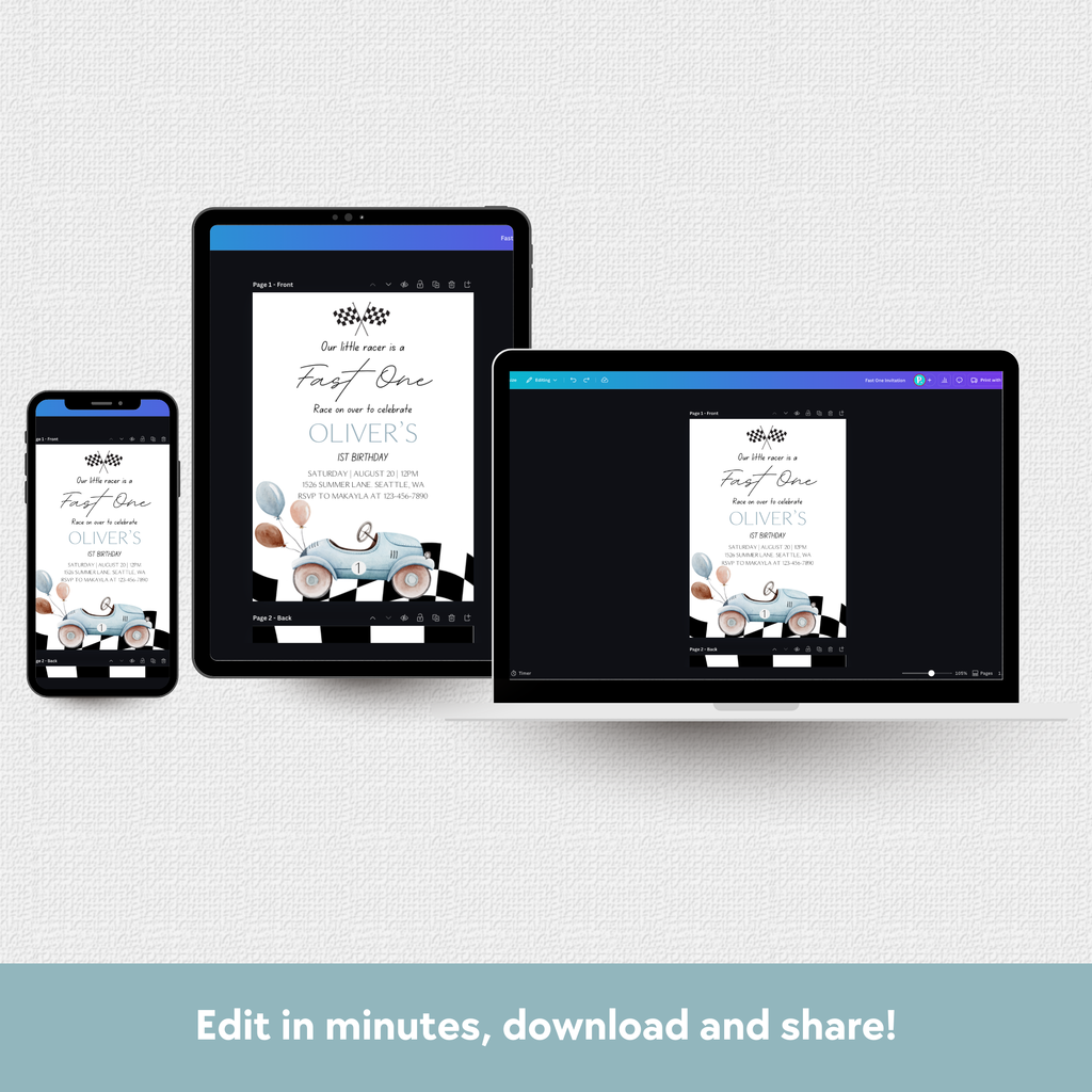 Fast One Download & Print Invitation
