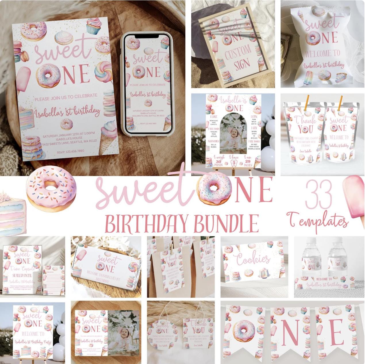 Sweet One - Birthday Wrapping Paper - Sweet One Theme