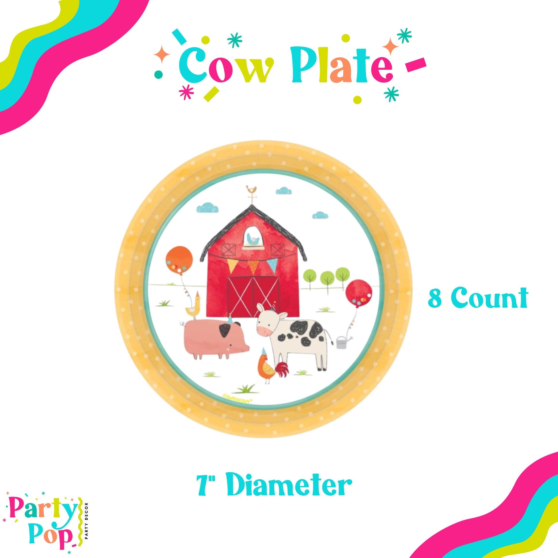 Cow Birthday Plate - Farm Animal Birthday Decor