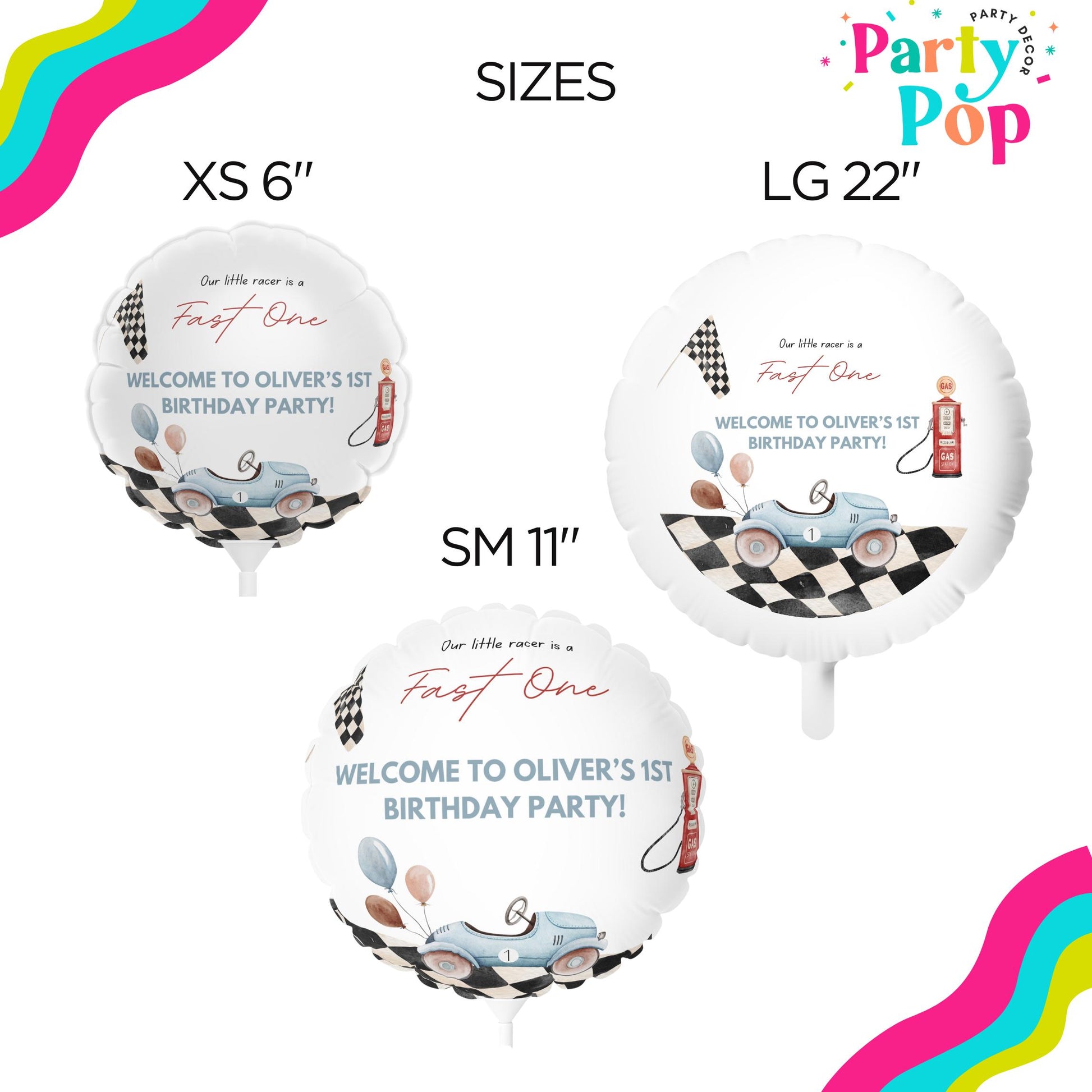 Fast One Birthday Balloon - Vintage Race Car - Race Car Birthday