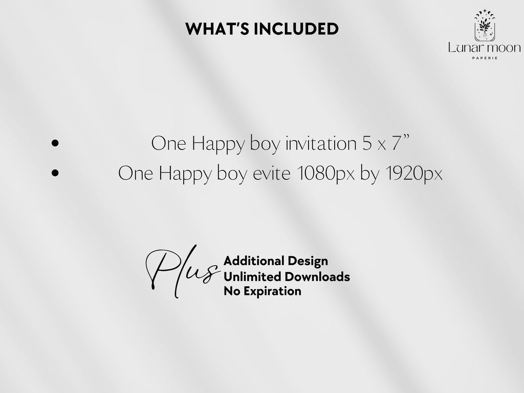 First Trip Around The Sun - One Happy Boy Birthday Invitation - Digital Download