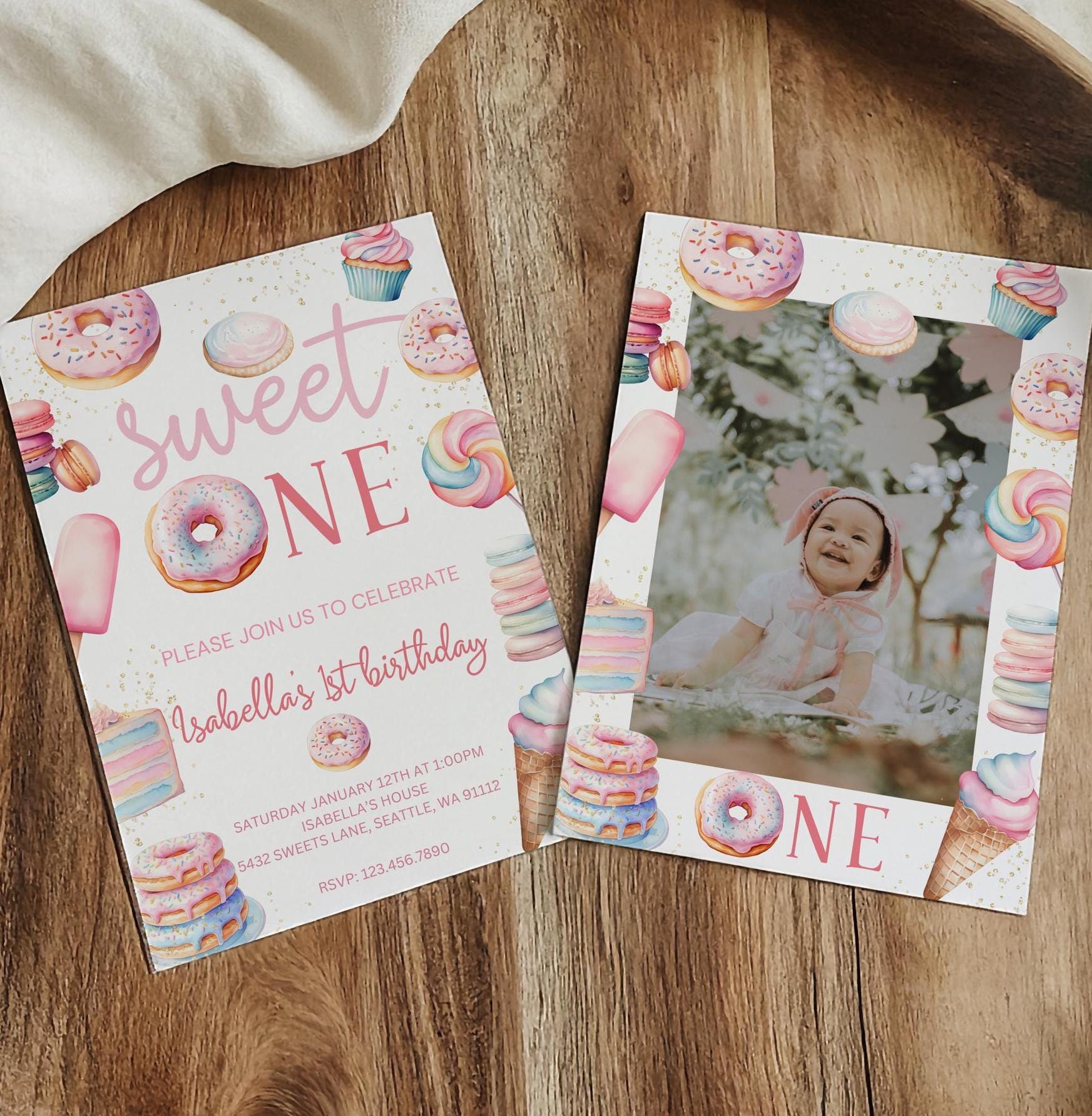 Sweet One 1st Birthday Invitation - Digital Download
