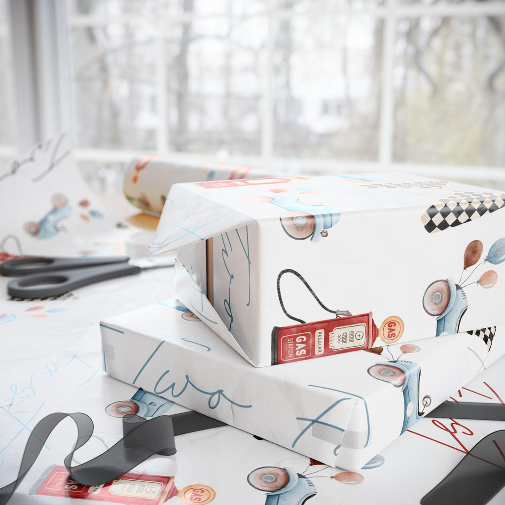 Two Fast Custom Birthday Wrapping Paper - Race Car Party Supplies