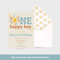 One Happy Boy Download & Print Invitation - Boho