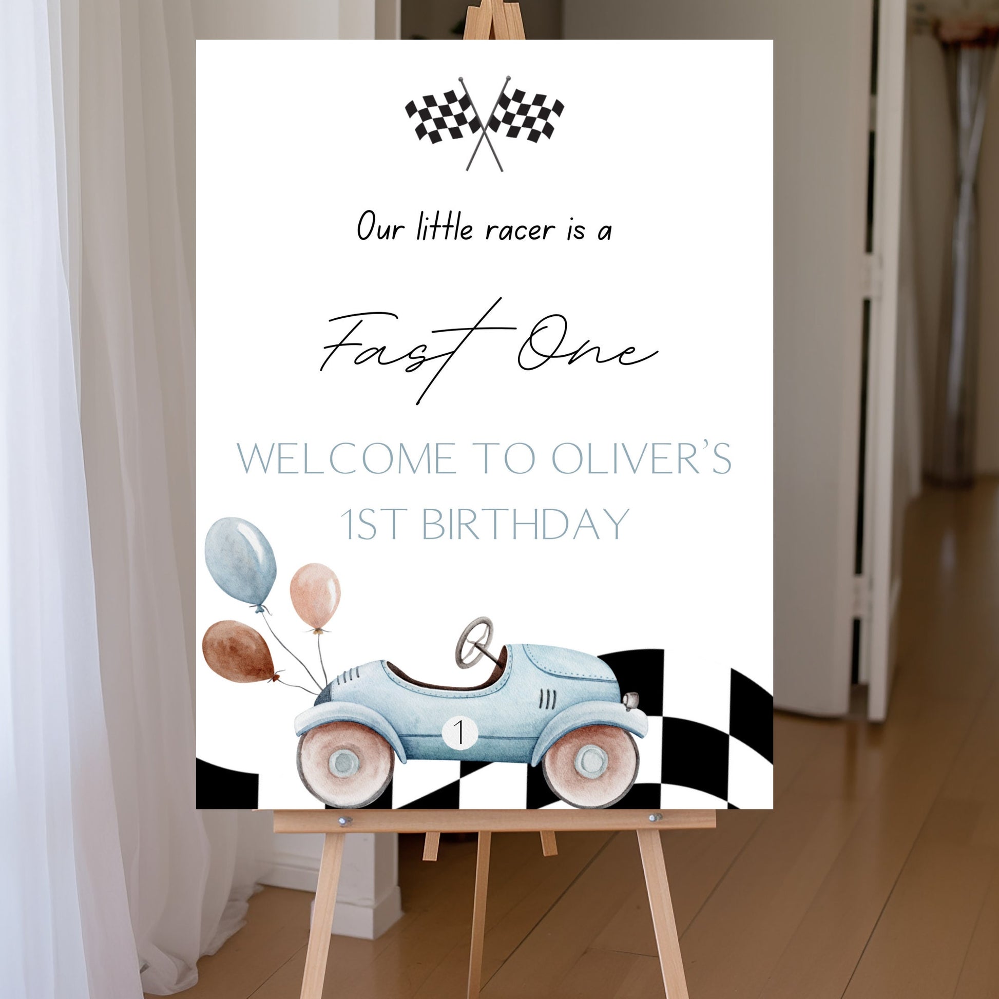 Fast One Birthday Welcome Sign