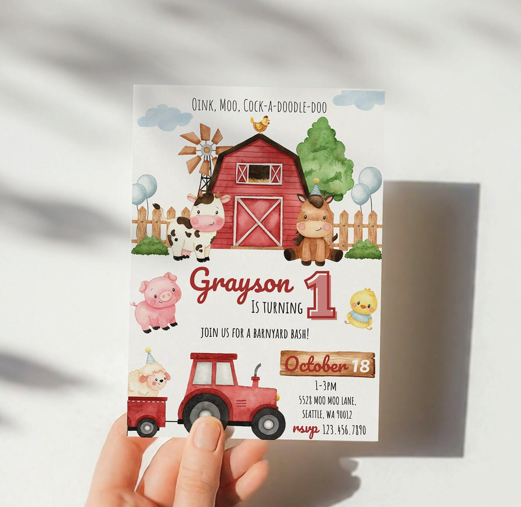 Farm Animal Birthday Invitation - Farm Birthday Party - Digital Download