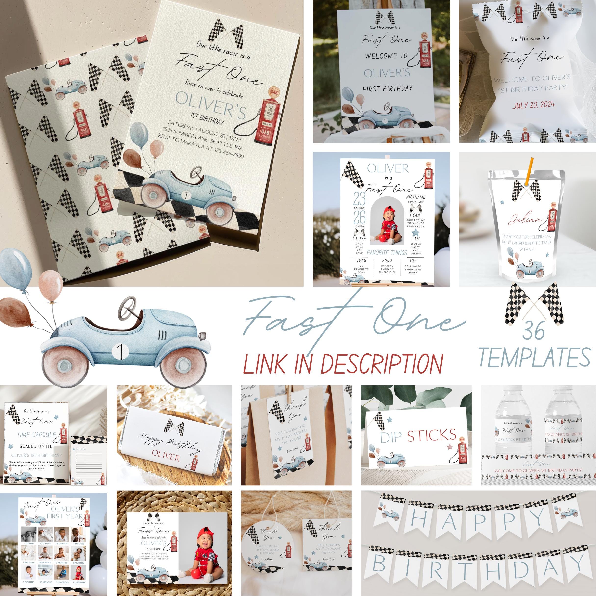 Fast One 1st Birthday Milestone Board - Digital Download