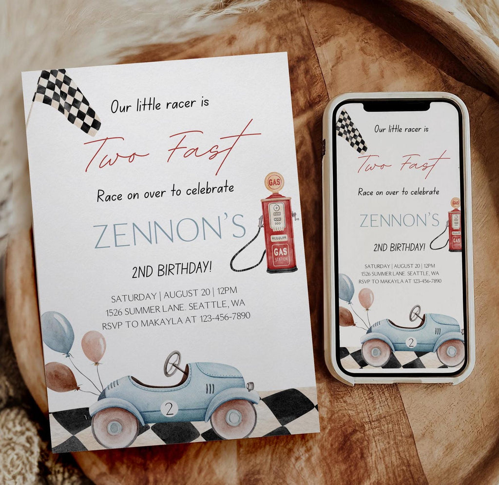 Two Fast Birthday Invitation - Digital Download