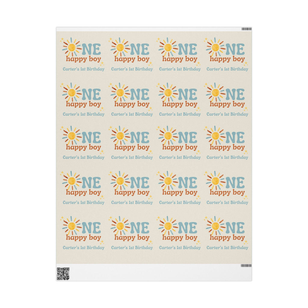 One Happy Boy Custom Birthday Wrapping Paper - Sunshine Theme