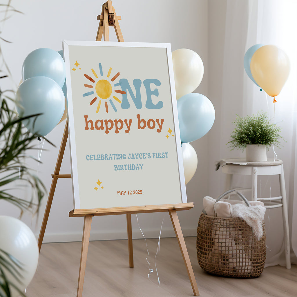 One Happy Boy First Birthday Decor - Sunshine Theme - Digital Download