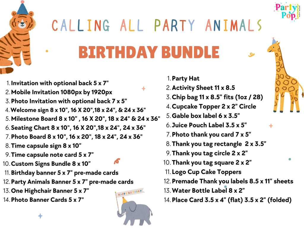 Party Animals Instant Party Bundle - Download + Print