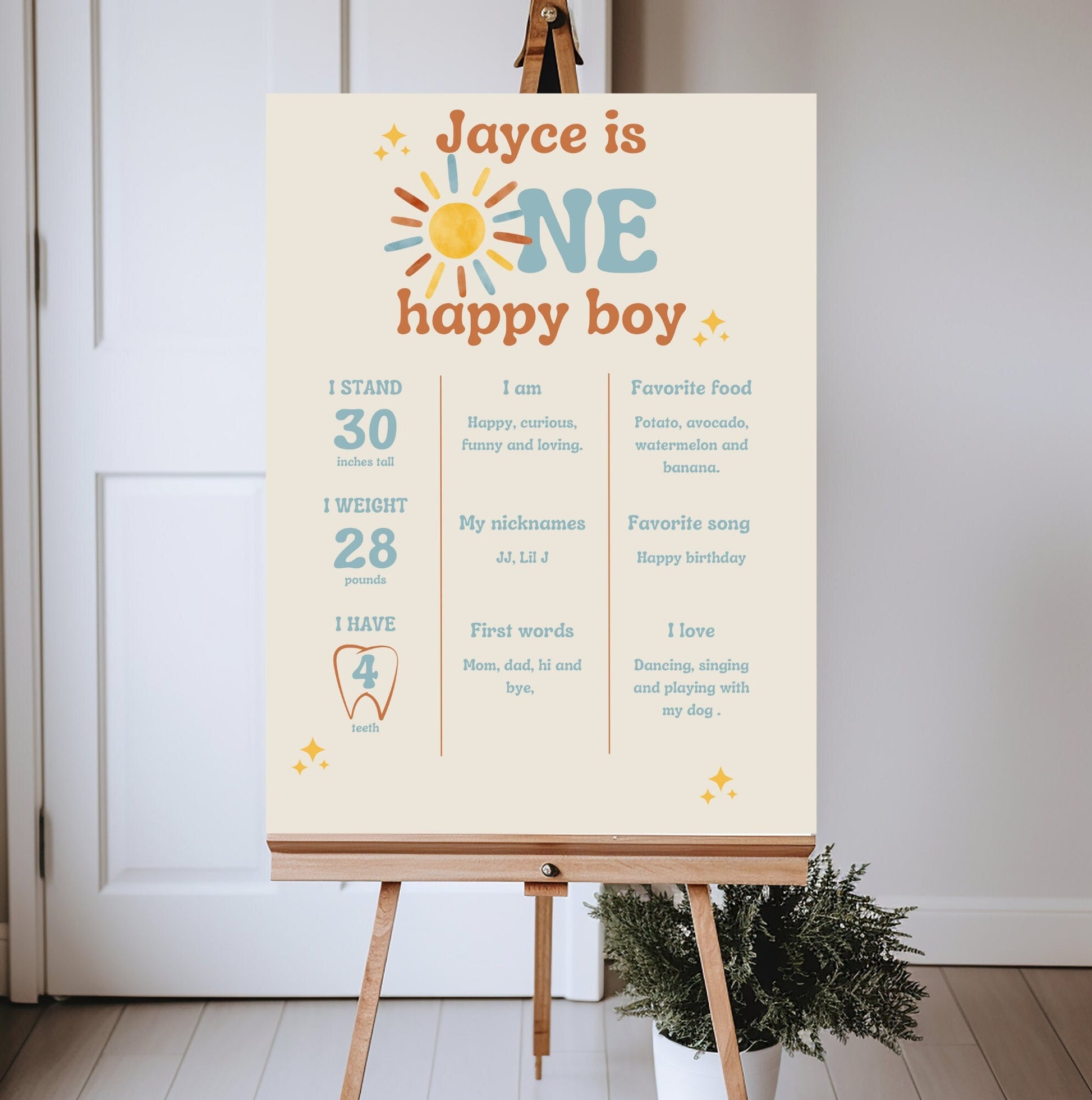 First Trip Around The Sun - One Happy Boy Milestone Board - Digital Download