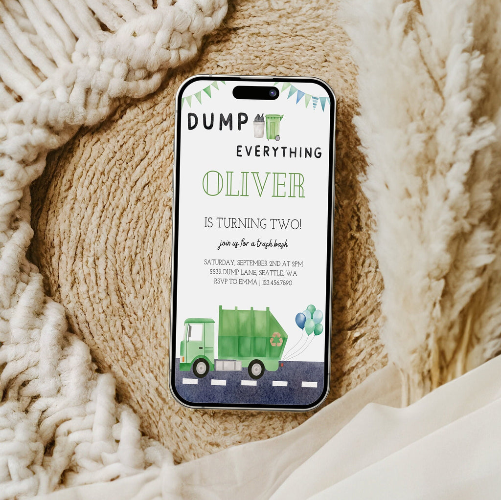 Garbage Truck Invitation - Digital Download