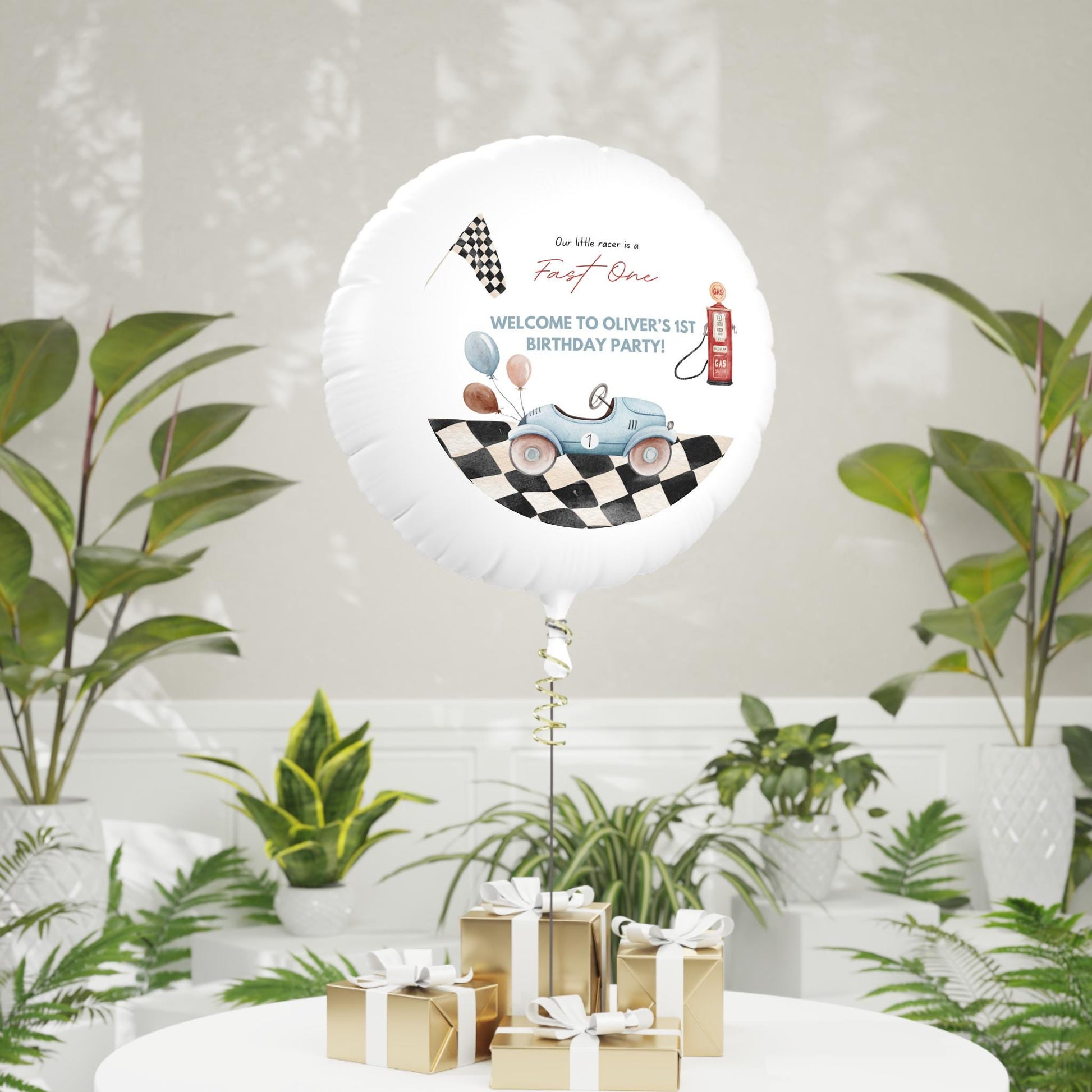 Fast One Birthday Balloon - Vintage Race Car - Race Car Birthday