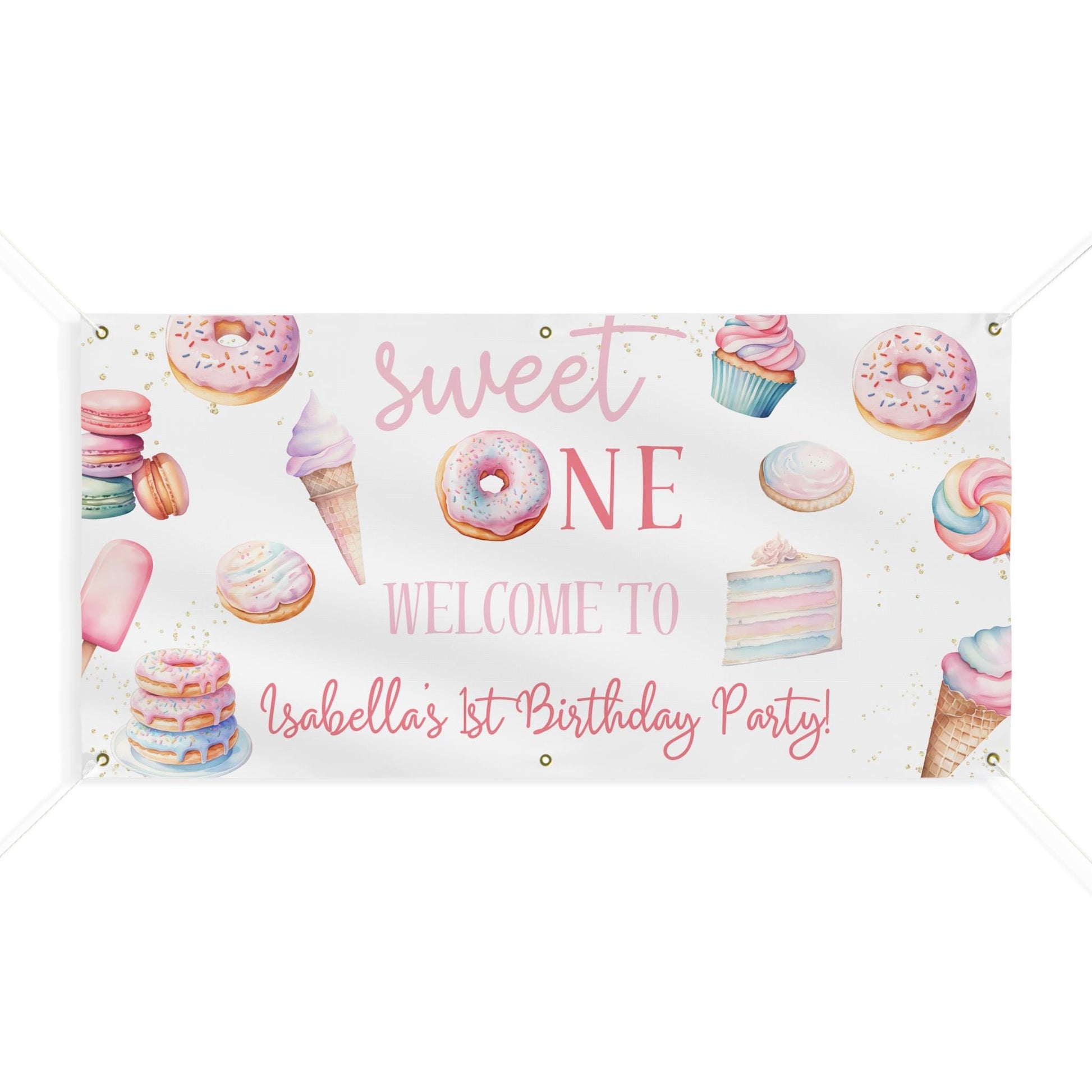 Sweet One 1st Birthday Custom Vinyl Banner - Sweets Themed