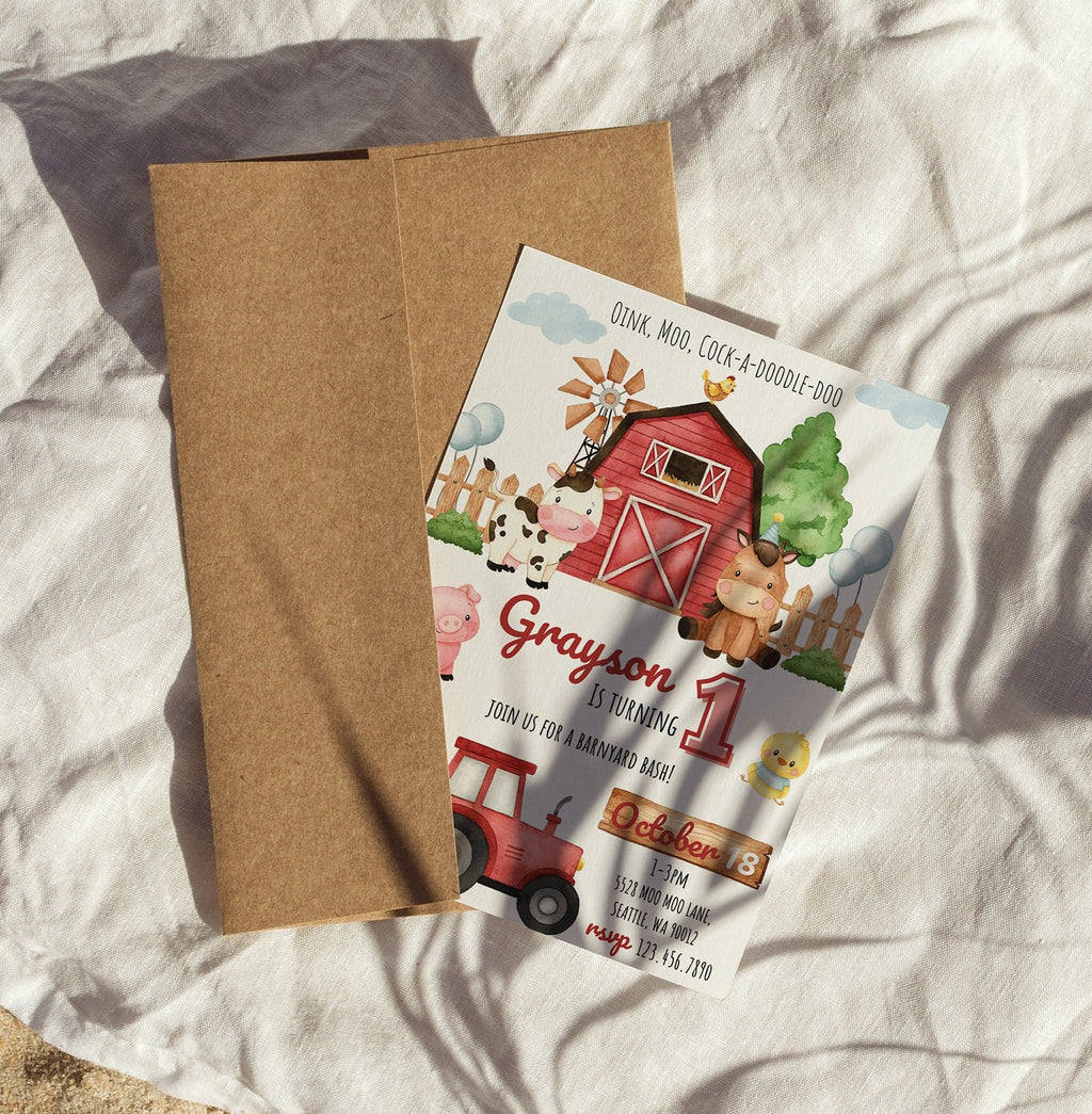 Farm Animal Birthday Invitation - Farm Birthday Party - Digital Download