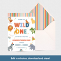 Wild One 1st Birthday Download + Print Invitation