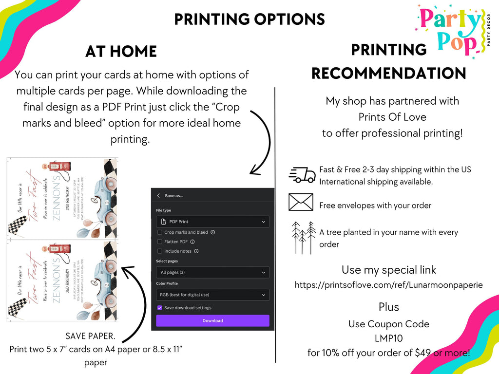 Two Fast Birthday Invitation - Digital Download
